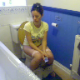 This  voyeuristic video features a British girl pooping while sitting on a toilet. Nice grunting and pooping sounds as she strains to get it all out. Slower frame rate causes slight audio lag. About 4 minutes.